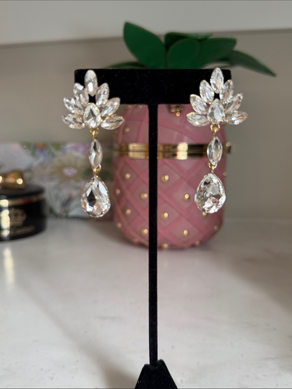 BaubleBar Clear Crystal Teardrop Chandelier Earrings